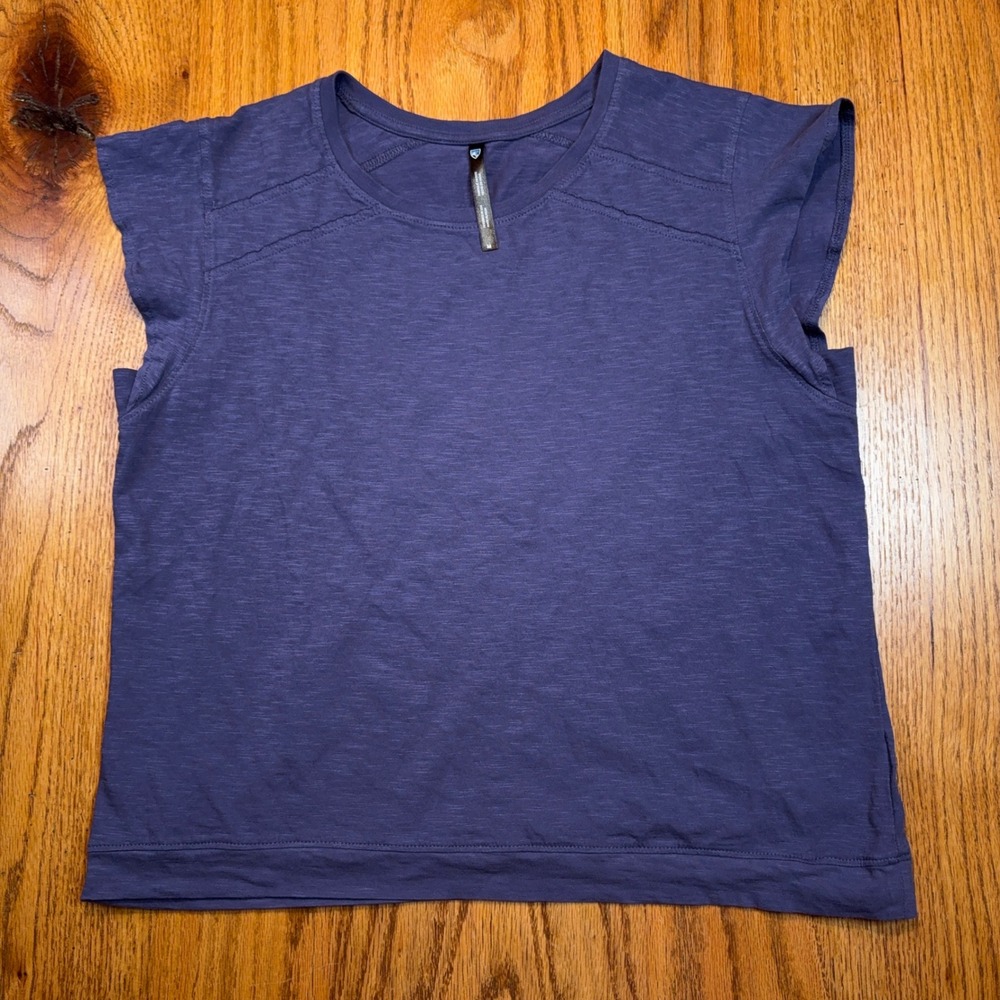 KUHL Shilo Shirt Womens Medium Purple Casual Slub Knit Hiking Cap Sleeve 8585